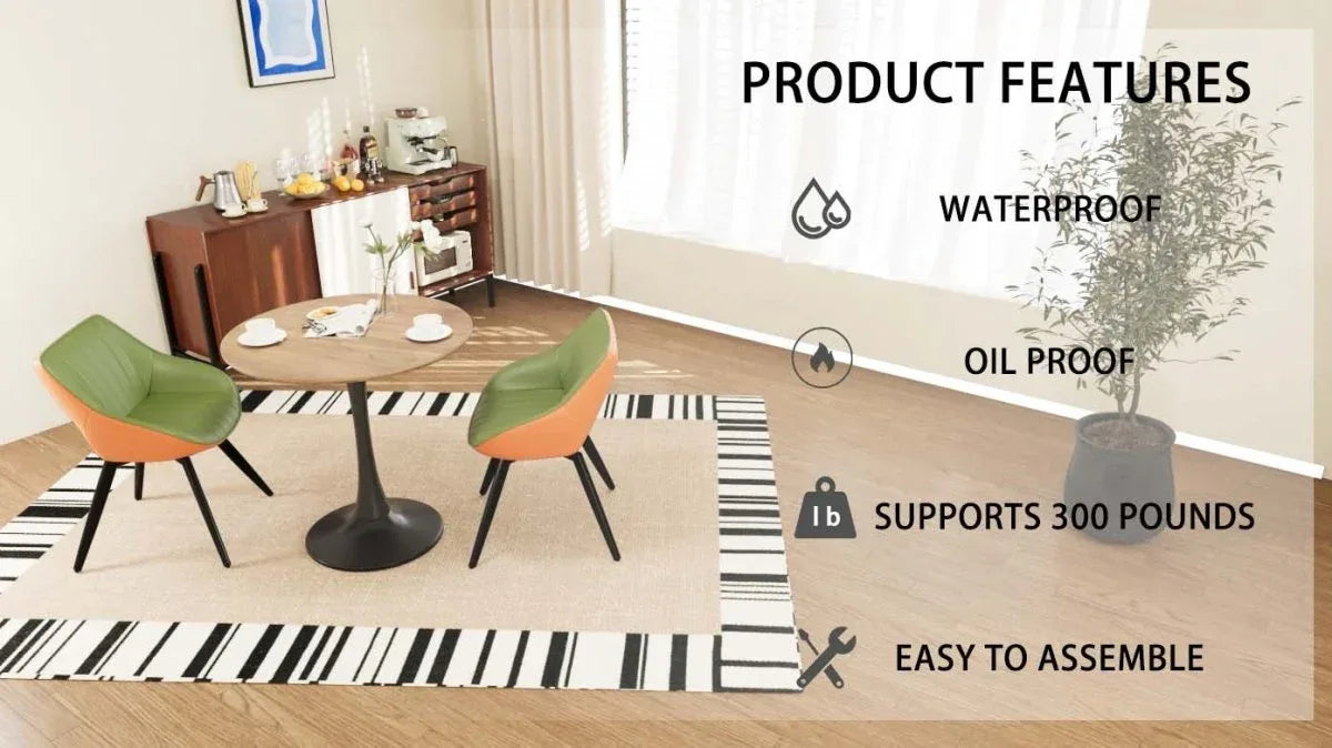 Round Tulip Dining Table And 2 PU Cushioned Chairs Set - Omega Lifestyles