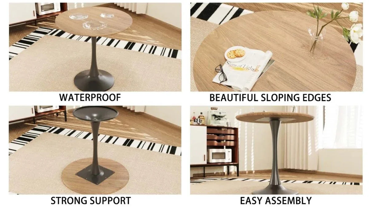 Round Tulip Dining Table And 2 PU Cushioned Chairs Set - Omega Lifestyles