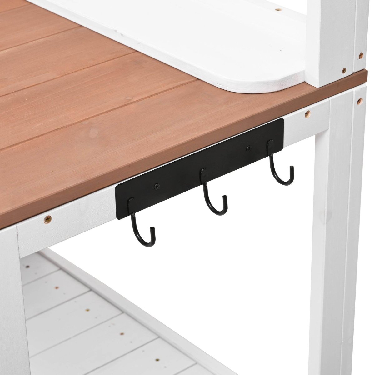 Rustic Fir Wood Potting Bench With Hutch and Storage - Driftwood - Omega Lifestyles