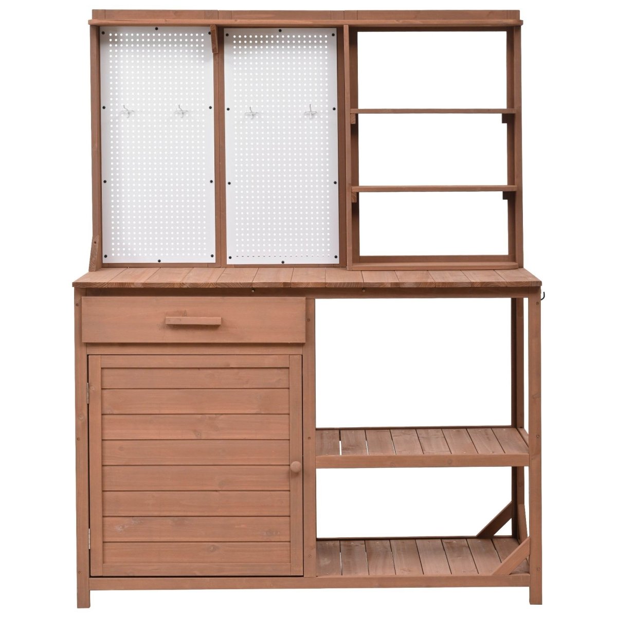 Rustic Fir Wood Potting Bench With Storage Hutch - Omega Lifestyles