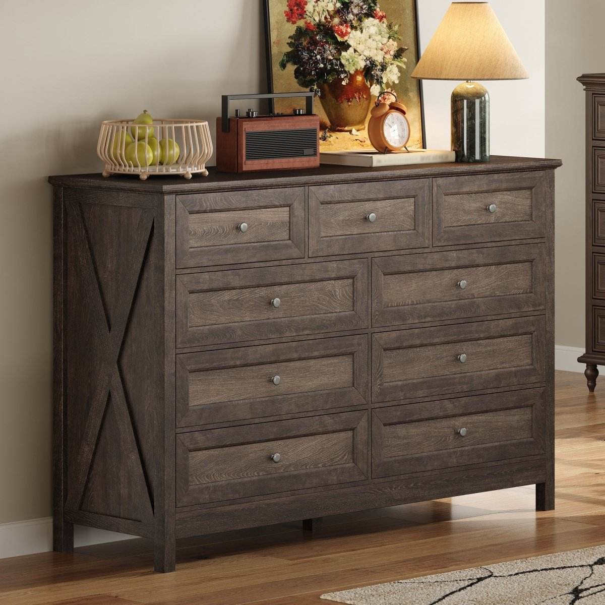 Rustic Solid Wood 9-Drawer Storage Dresser - Sleep Galleria