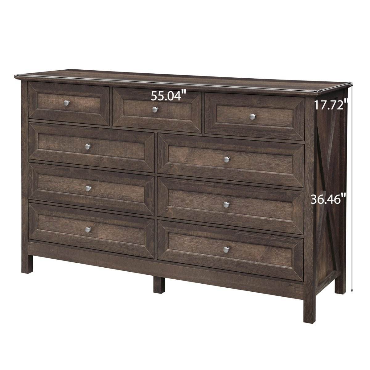 Rustic Solid Wood 9-Drawer Storage Dresser - Sleep Galleria