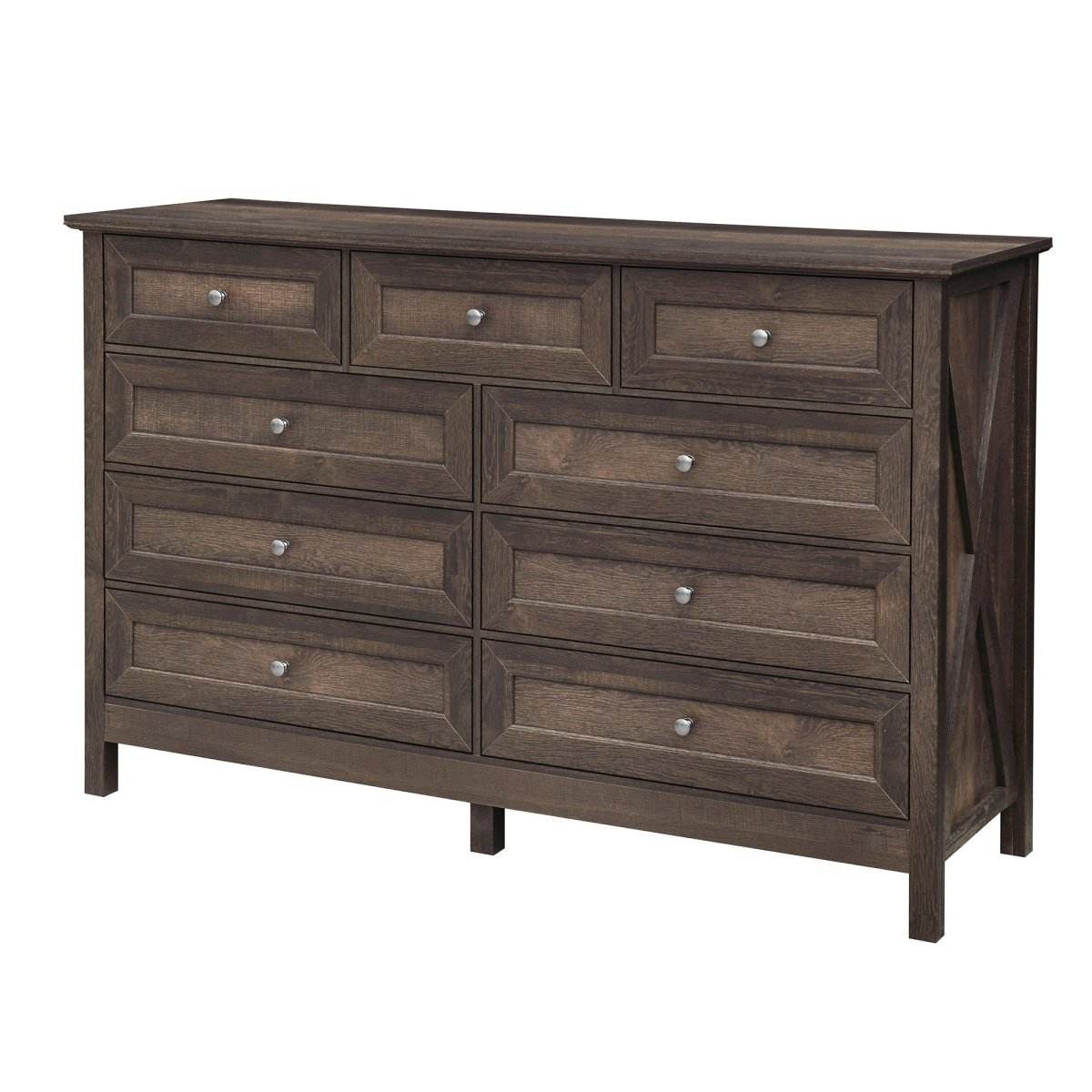 Rustic Solid Wood 9-Drawer Storage Dresser - Sleep Galleria