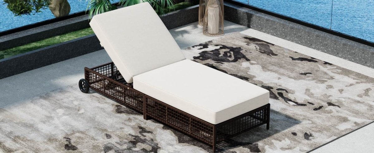 Set of 2 Adjustable Backrest Outdoor Rattan Lounge Chairs - Sleep Galleria