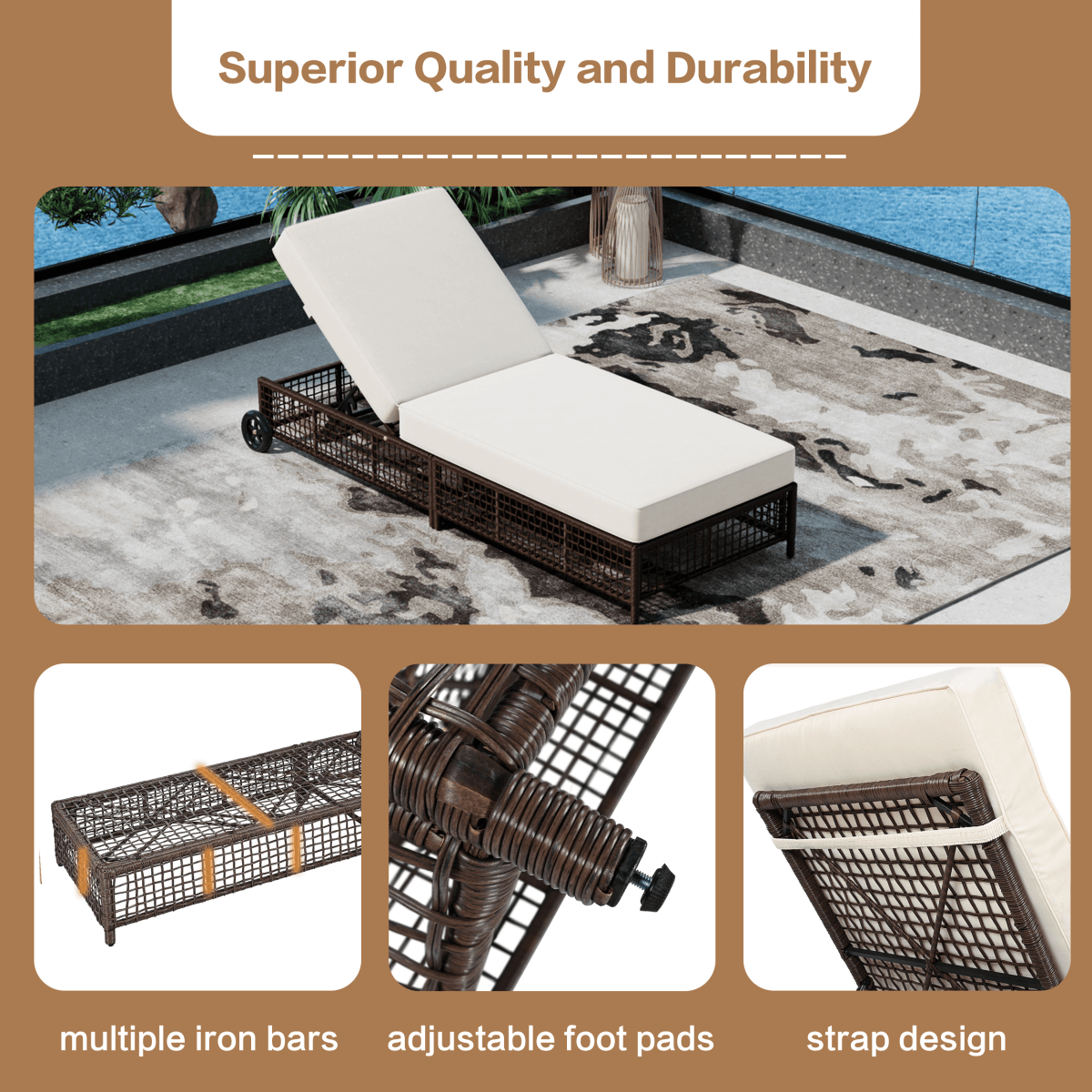 Set of 2 Adjustable Backrest Outdoor Rattan Lounge Chairs - Sleep Galleria