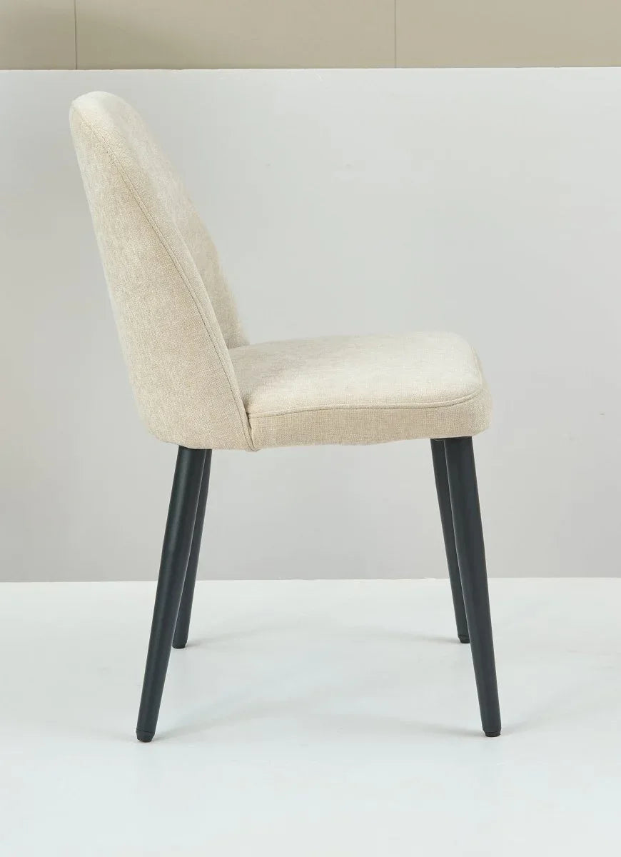 Set of 2 Beige Suede Fabric Armless Dining Chairs - Omega Lifestyles
