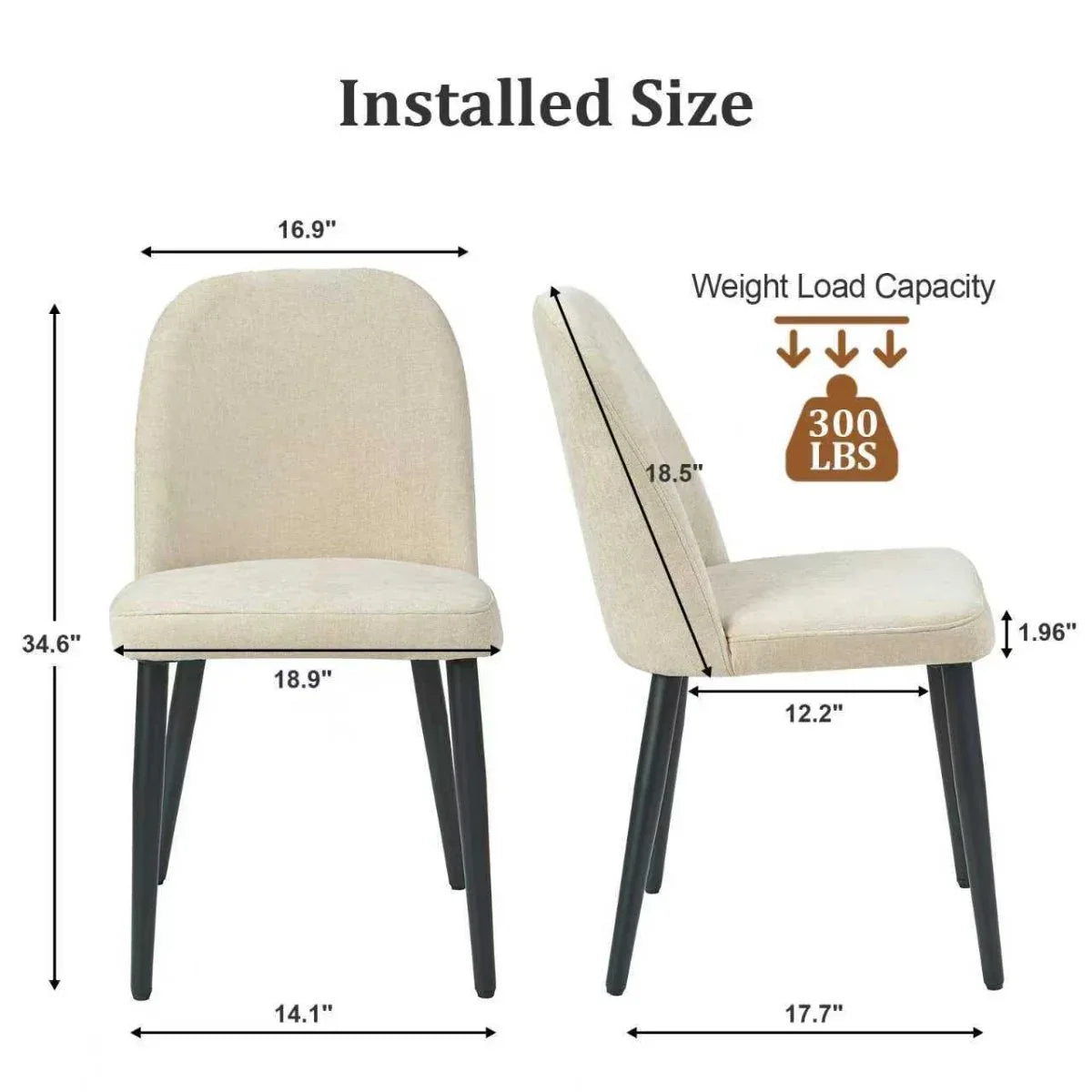Set of 2 Beige Suede Fabric Armless Dining Chairs - Omega Lifestyles