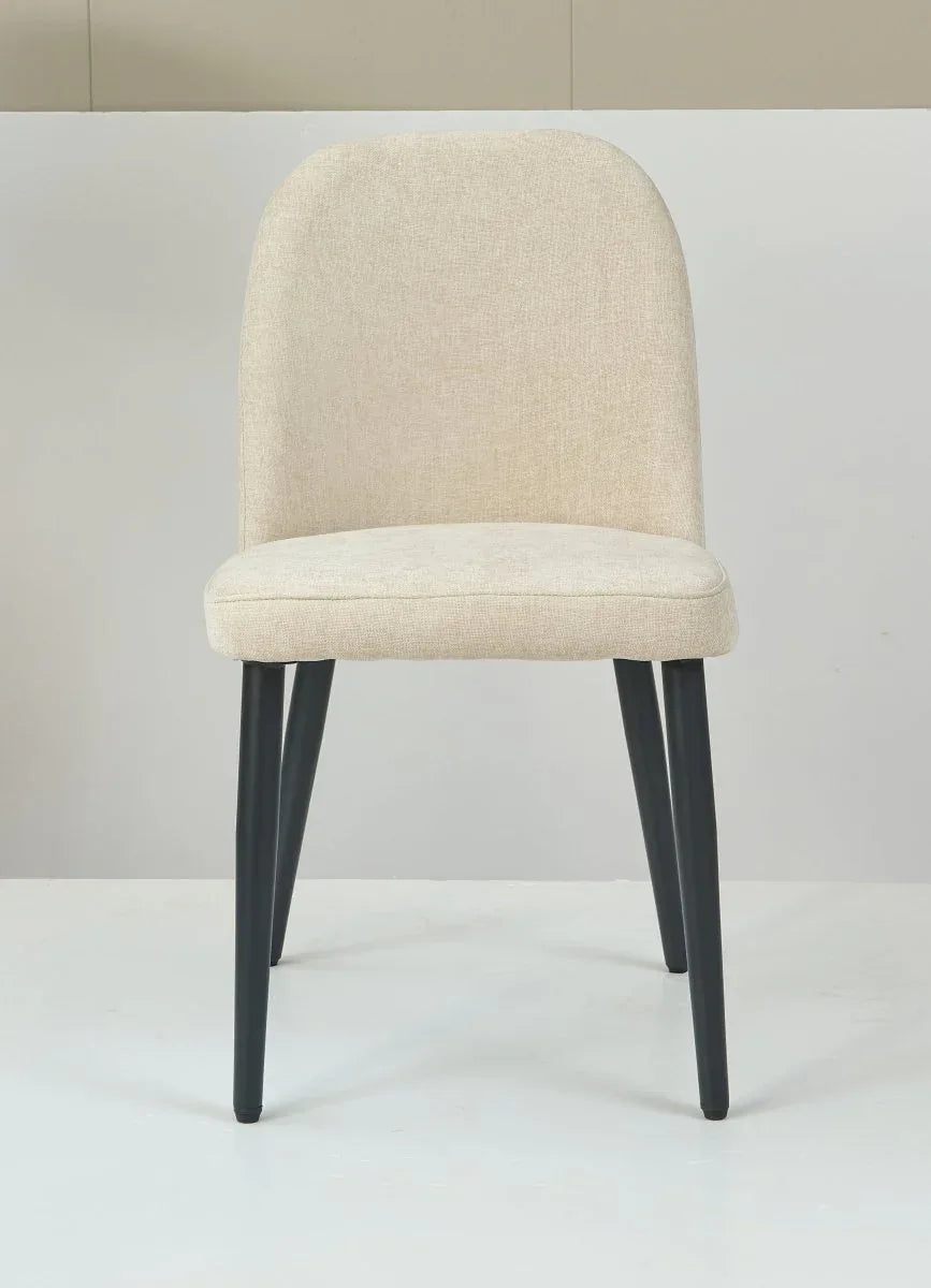 Set of 2 Beige Suede Fabric Armless Dining Chairs - Omega Lifestyles