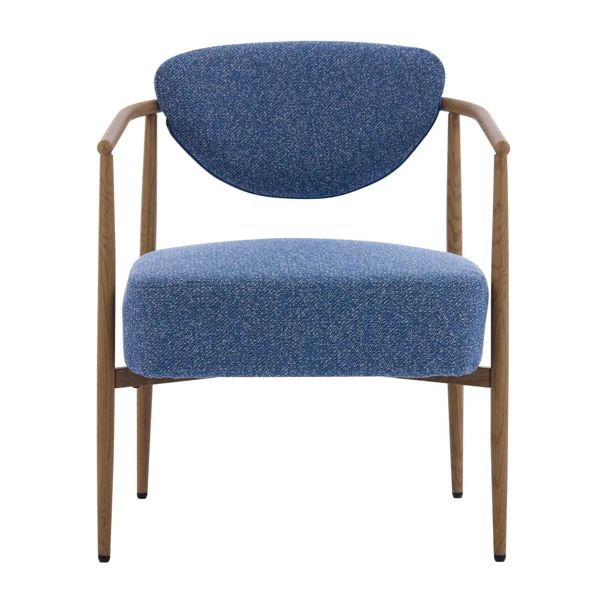 Set Of 2 Blue Woven Fabric Foam Seating Dining Arm Chairs - Omega Lifestyles