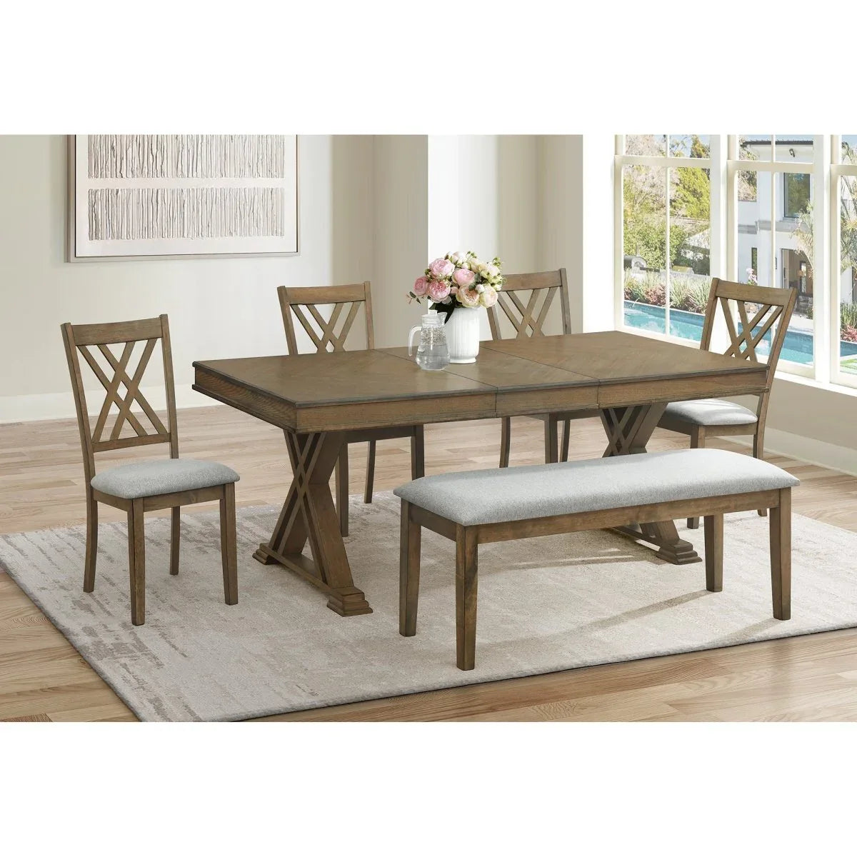 Set of 2 Modern Gray Cross Back Dining Chairs - Omega Lifestyles