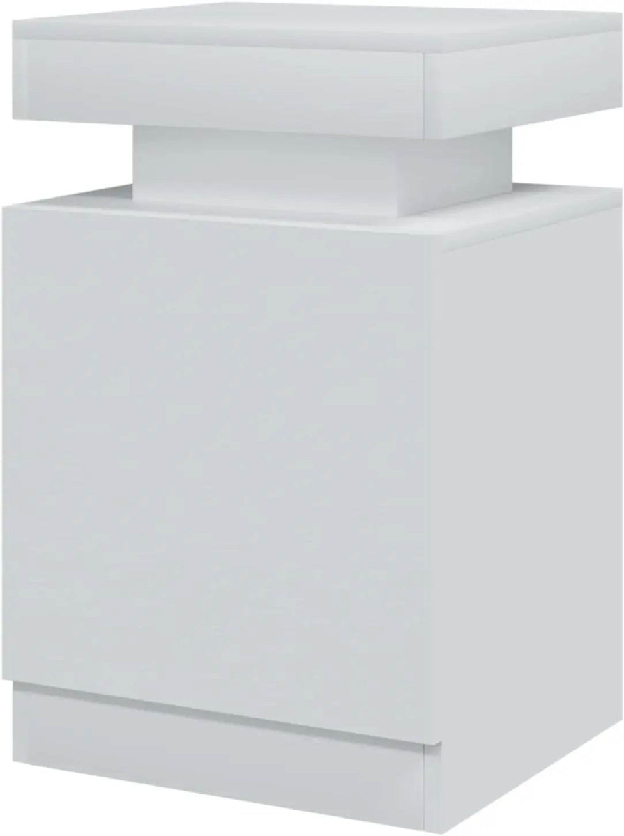 Set of 2 Modern Wood Nightstands With LED Lights - Omega Lifestyles