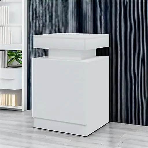 Set of 2 Modern Wood Nightstands With LED Lights - Omega Lifestyles