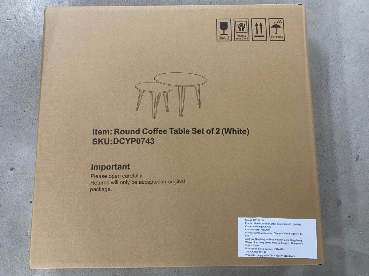 Set Of 2 Round Nesting Coffee Tables With Metal Frame - Sleep Galleria