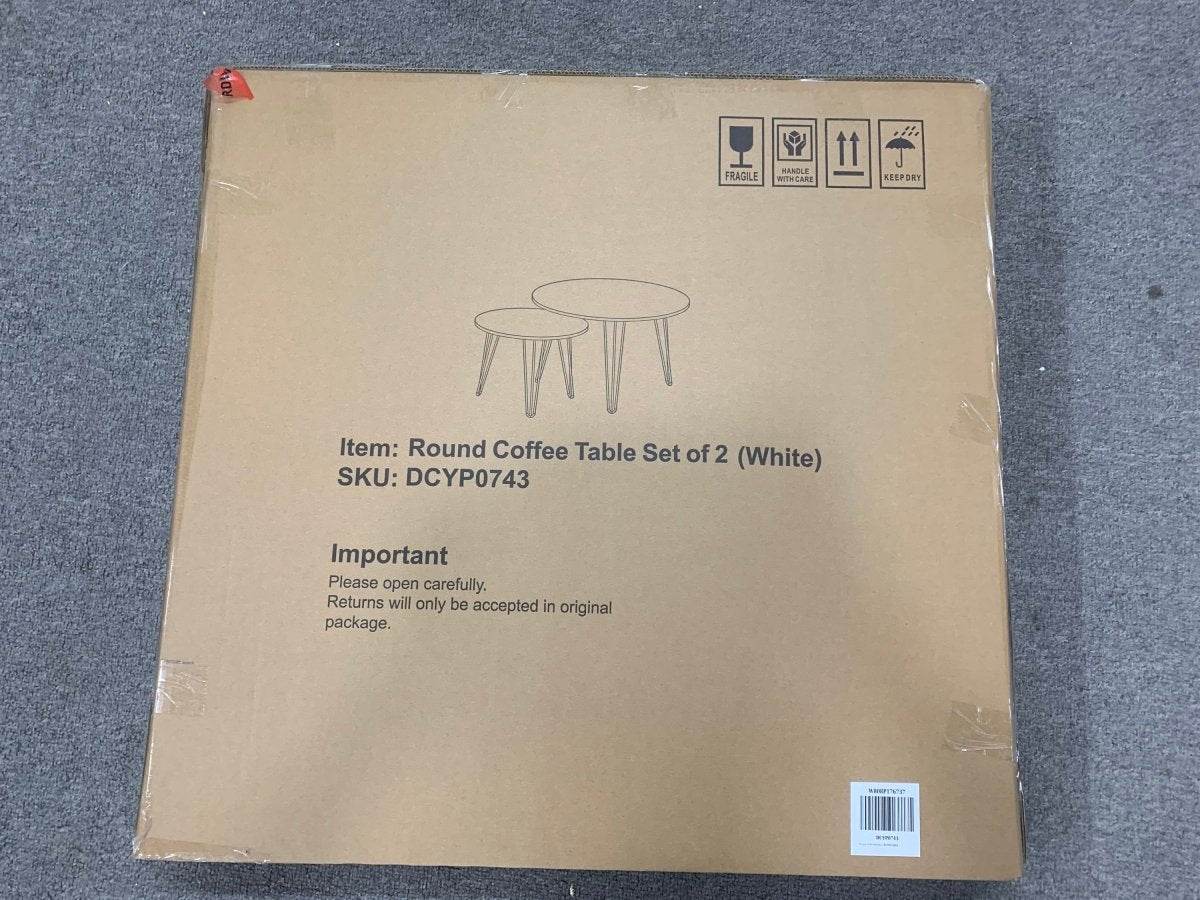 Set Of 2 Round Nesting Coffee Tables With Metal Frame - Sleep Galleria