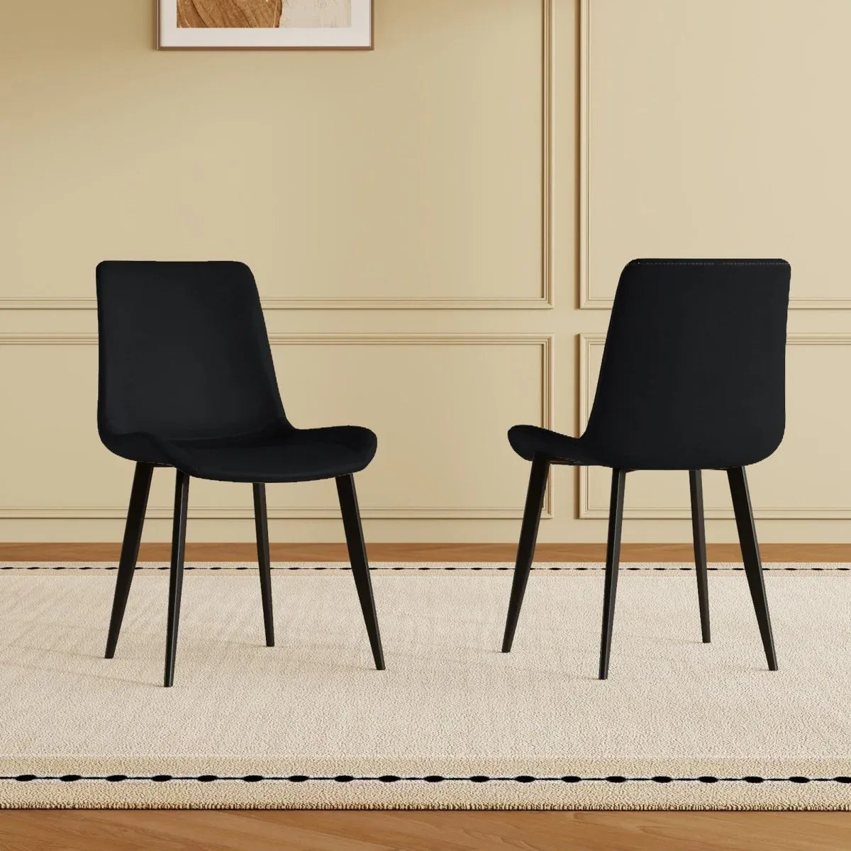 Set of 4 Modern PU Leather Dining Chairs With Carbon Steel Legs - Omega Lifestyles