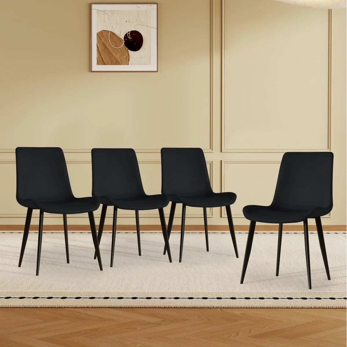 Set of 4 Modern PU Leather Dining Chairs With Carbon Steel Legs - Omega Lifestyles