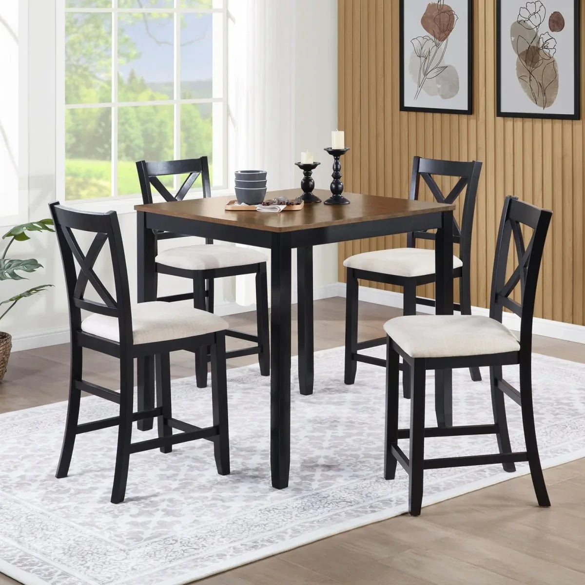 Set of 4 Modern Wooden Counter Height Dining Chairs - Omega Lifestyles