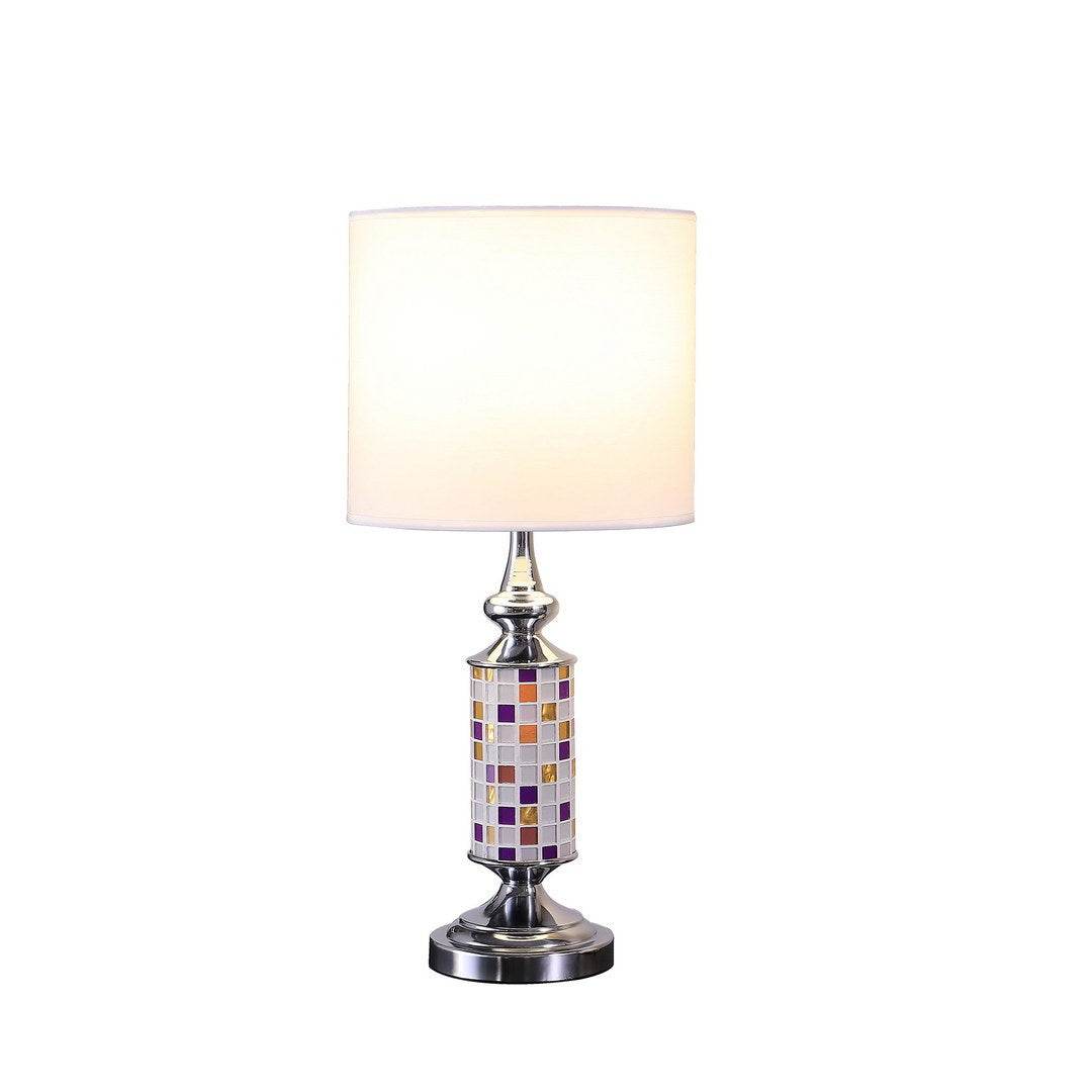 Silver Chrome Metal Mosaic Glass Table Lamp - Sleep Galleria
