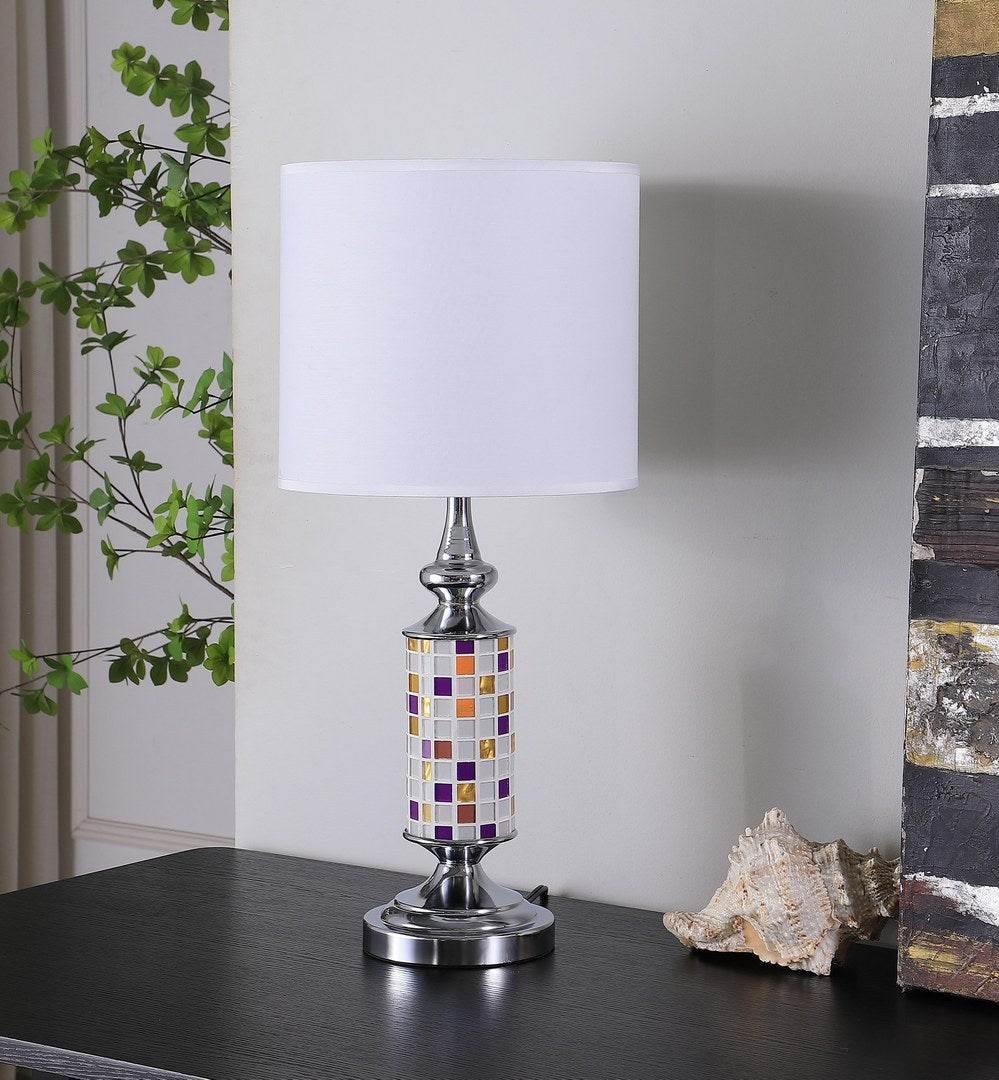 Silver Chrome Metal Mosaic Glass Table Lamp - Sleep Galleria