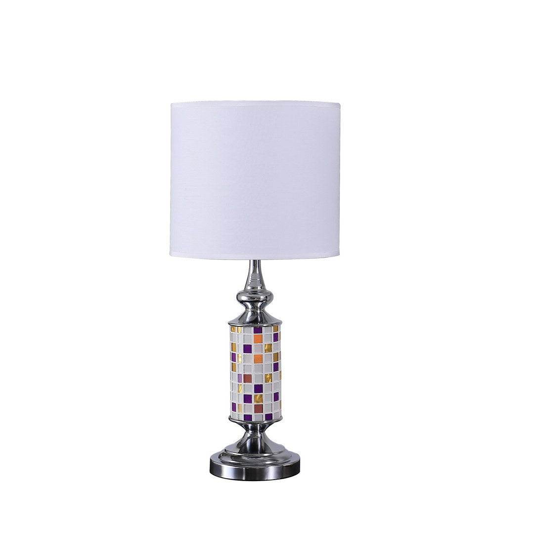 Silver Chrome Metal Mosaic Glass Table Lamp - Sleep Galleria