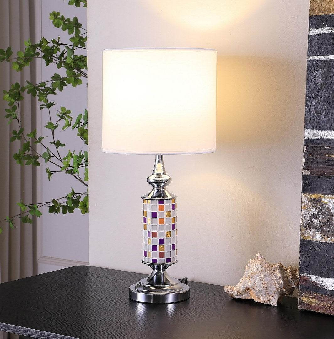 Silver Chrome Metal Mosaic Glass Table Lamp - Sleep Galleria