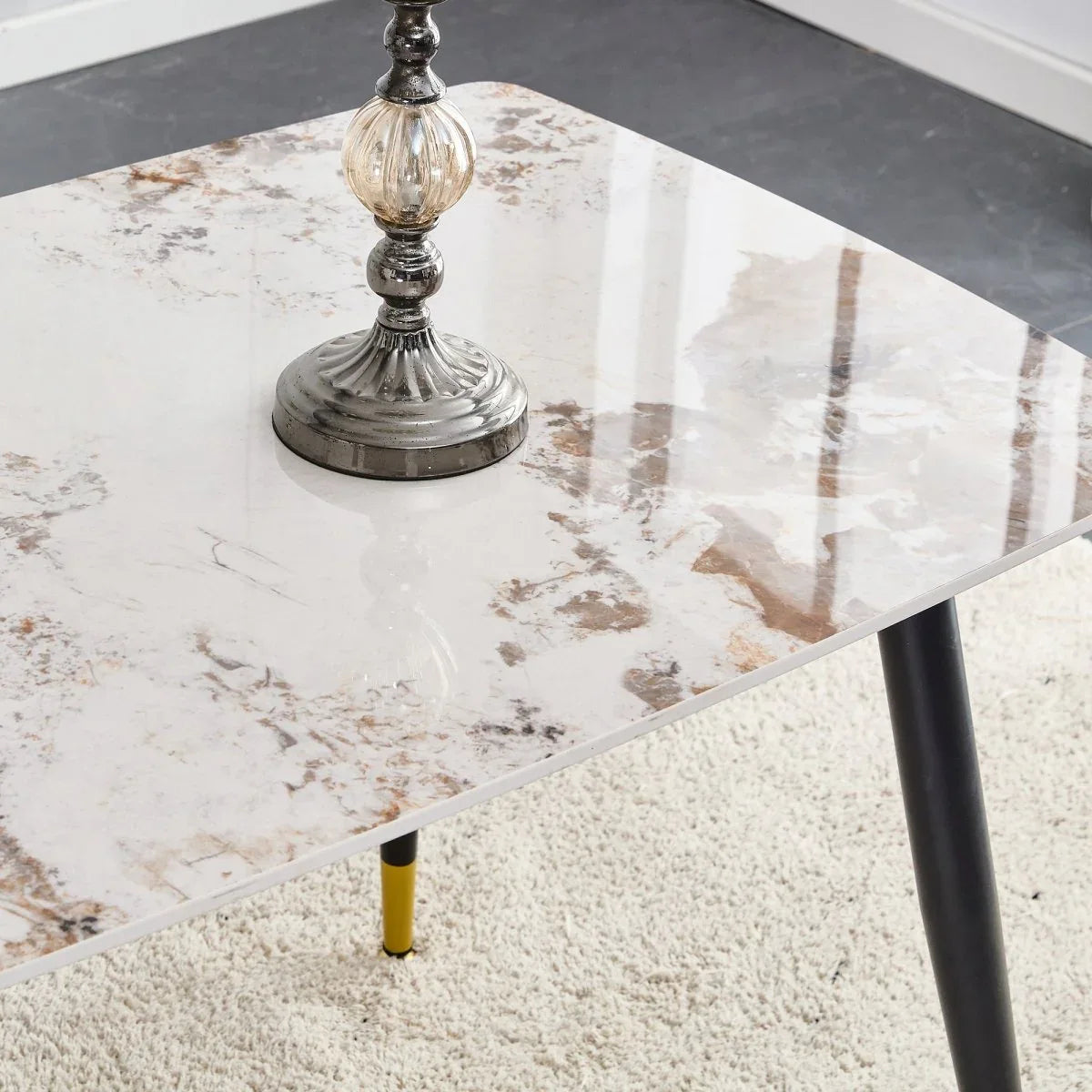 Sintered Stone Dining Table And Four PU Chairs Set - Omega Lifestyles