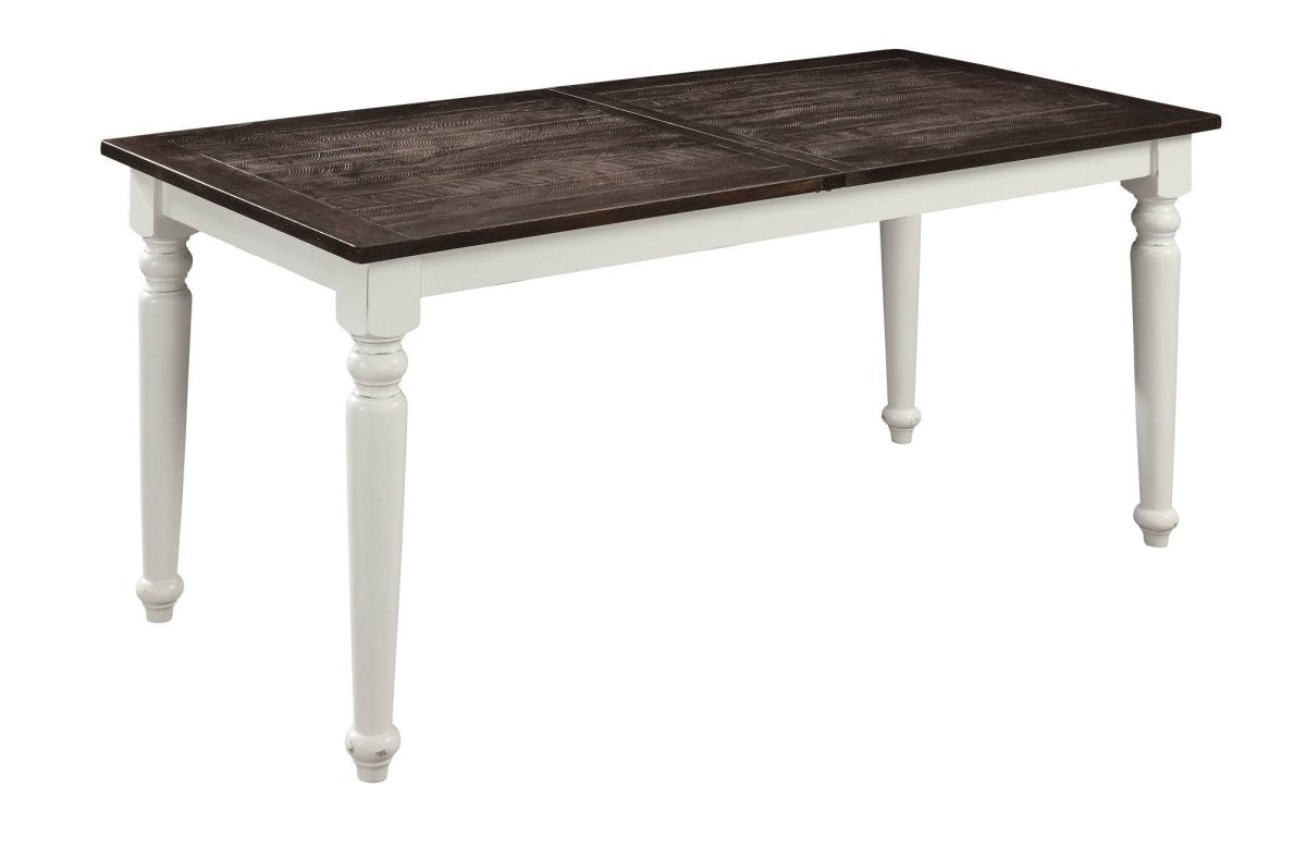Solid Wood Brown And White Gathering Dining Table With Leaf - Driftwood - Omega Lifestyles