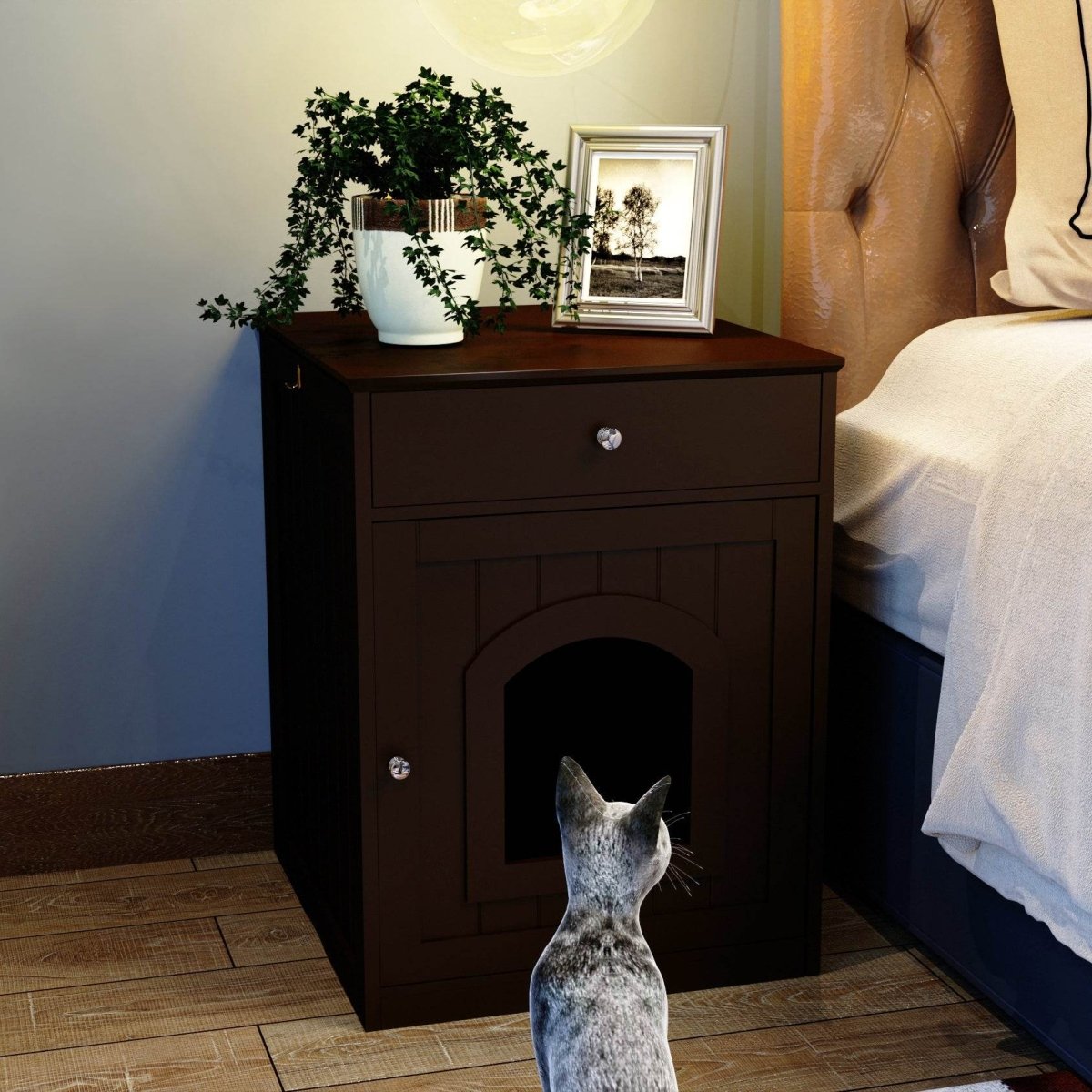 Solid Wood Cat Litter Box Enclosure With Drawer - Sleep Galleria