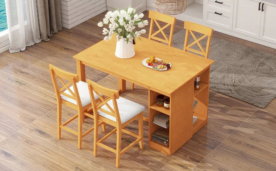 Solid Wood Farmhouse Counter Height Dining Table Set - Omega Lifestyles