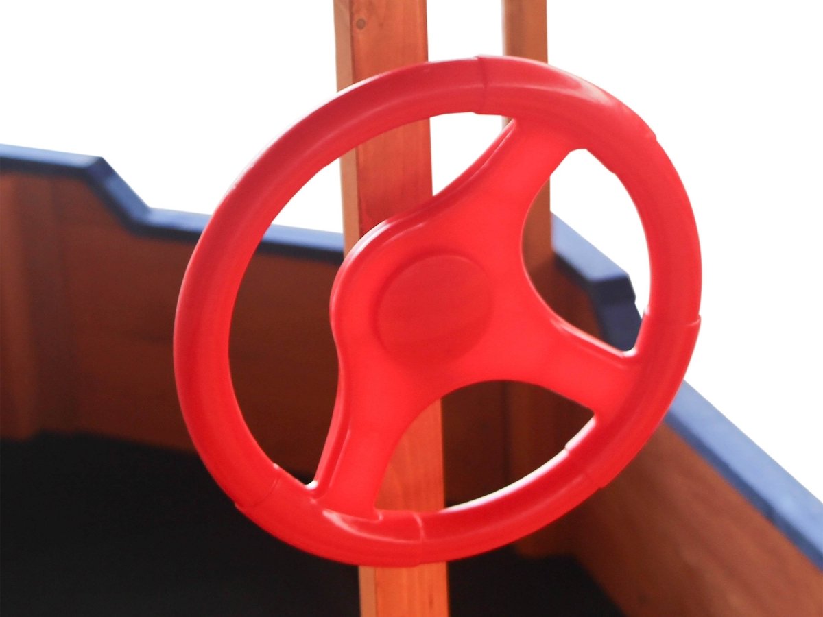 Solid Wood Pirate Ship Sandbox With Canopy And Rudder - Driftwood - Omega Lifestyles