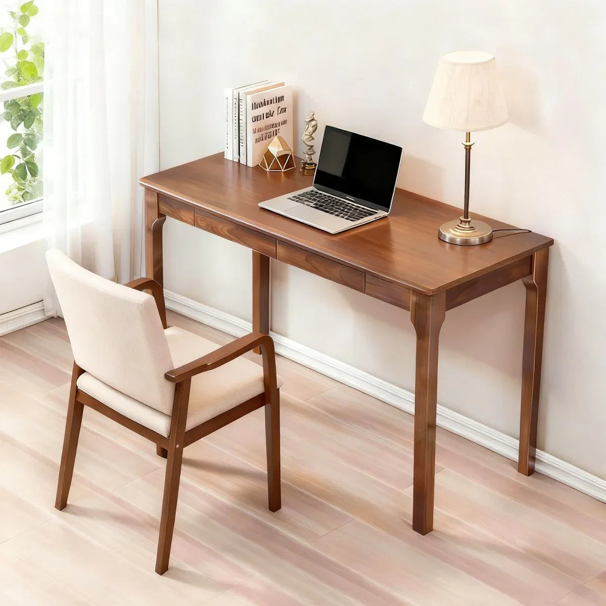 Solid Wood Standing Desk With Double Drawers - Omega Lifestyles