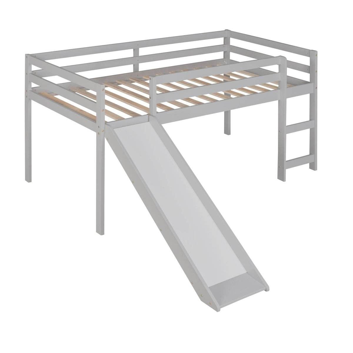 Solid Wood Twin Loft Bed With Ladder and Guardrails - Sleep Galleria