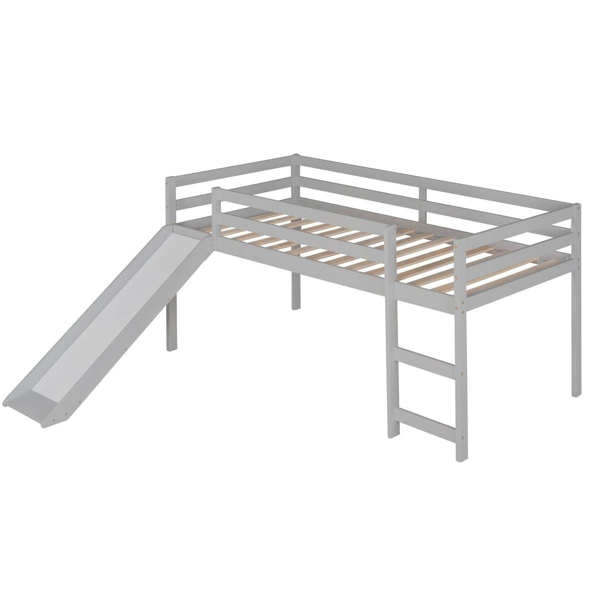 Solid Wood Twin Loft Bed With Ladder and Guardrails - Sleep Galleria