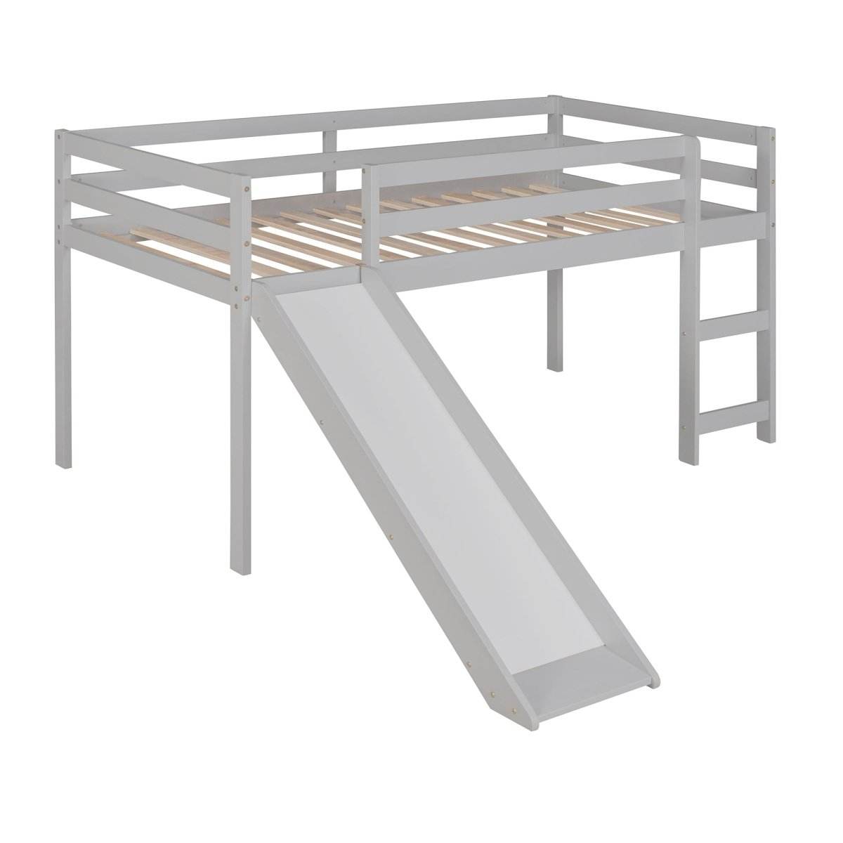 Solid Wood Twin Loft Bed With Ladder and Guardrails - Sleep Galleria