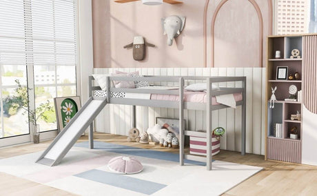 Solid Wood Twin Loft Bed With Ladder and Guardrails - Sleep Galleria