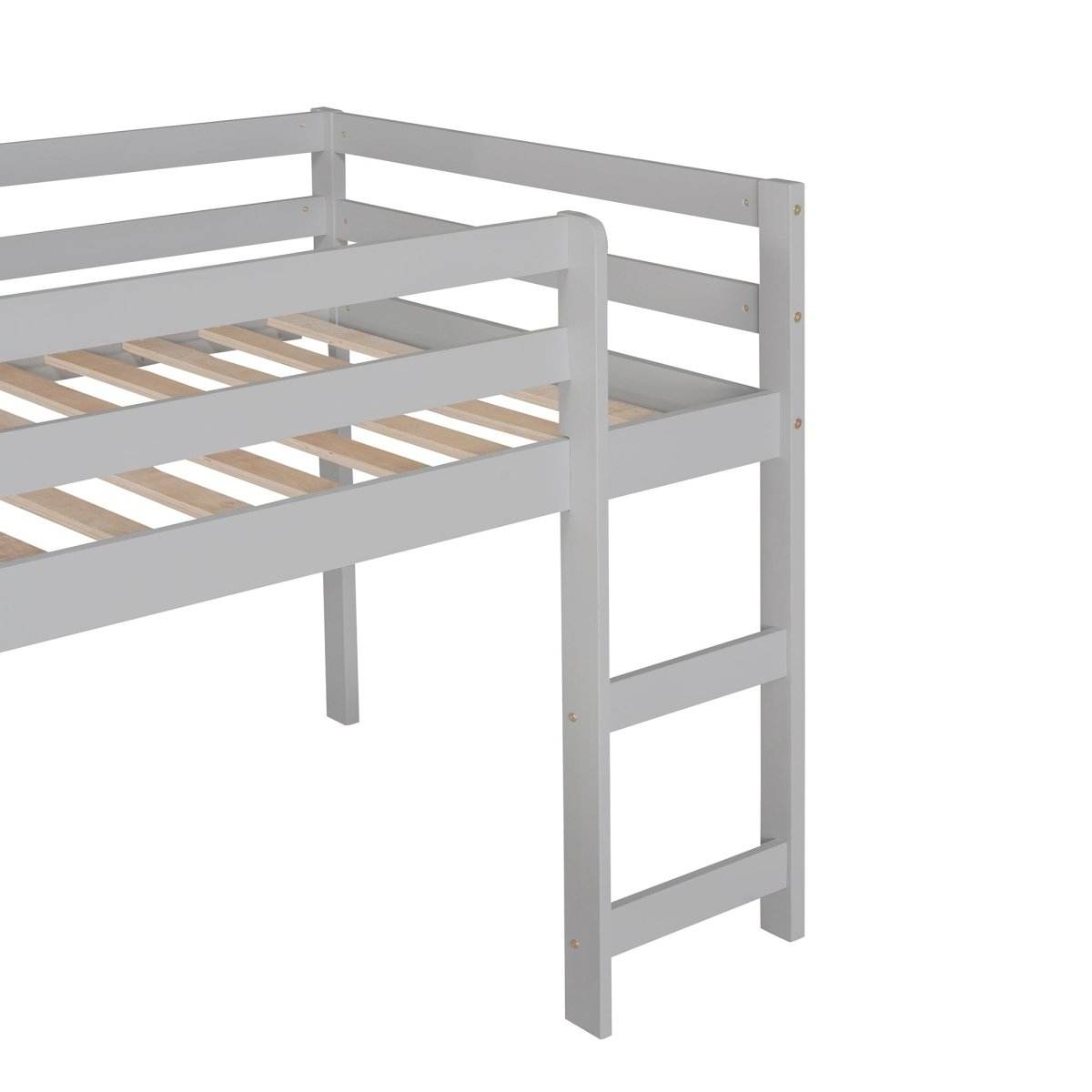 Solid Wood Twin Loft Bed With Ladder and Guardrails - Sleep Galleria