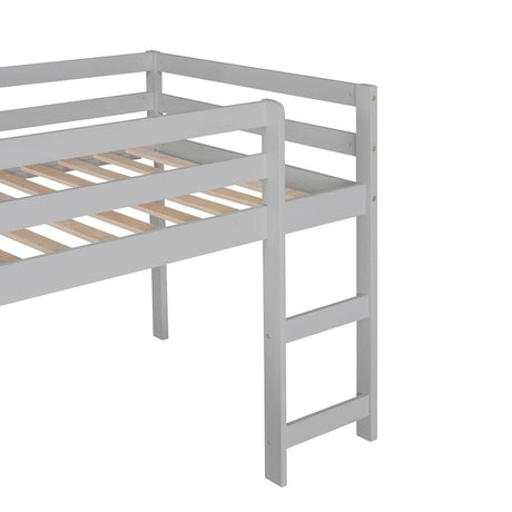 Solid Wood Twin Loft Bed With Ladder and Guardrails - Sleep Galleria