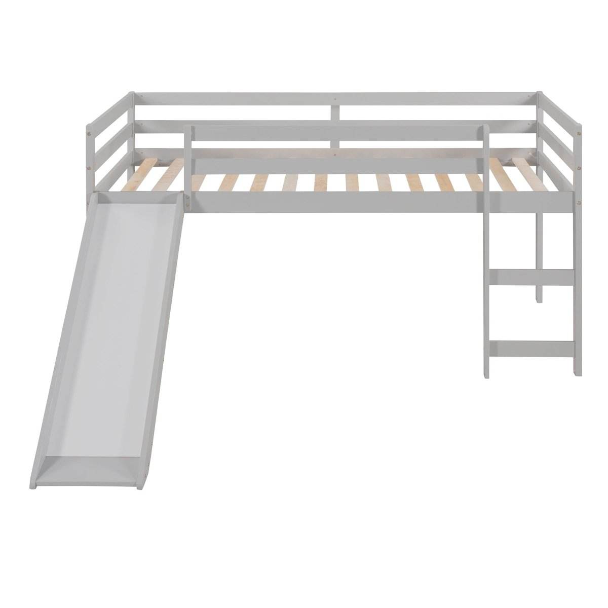 Solid Wood Twin Loft Bed With Ladder and Guardrails - Sleep Galleria