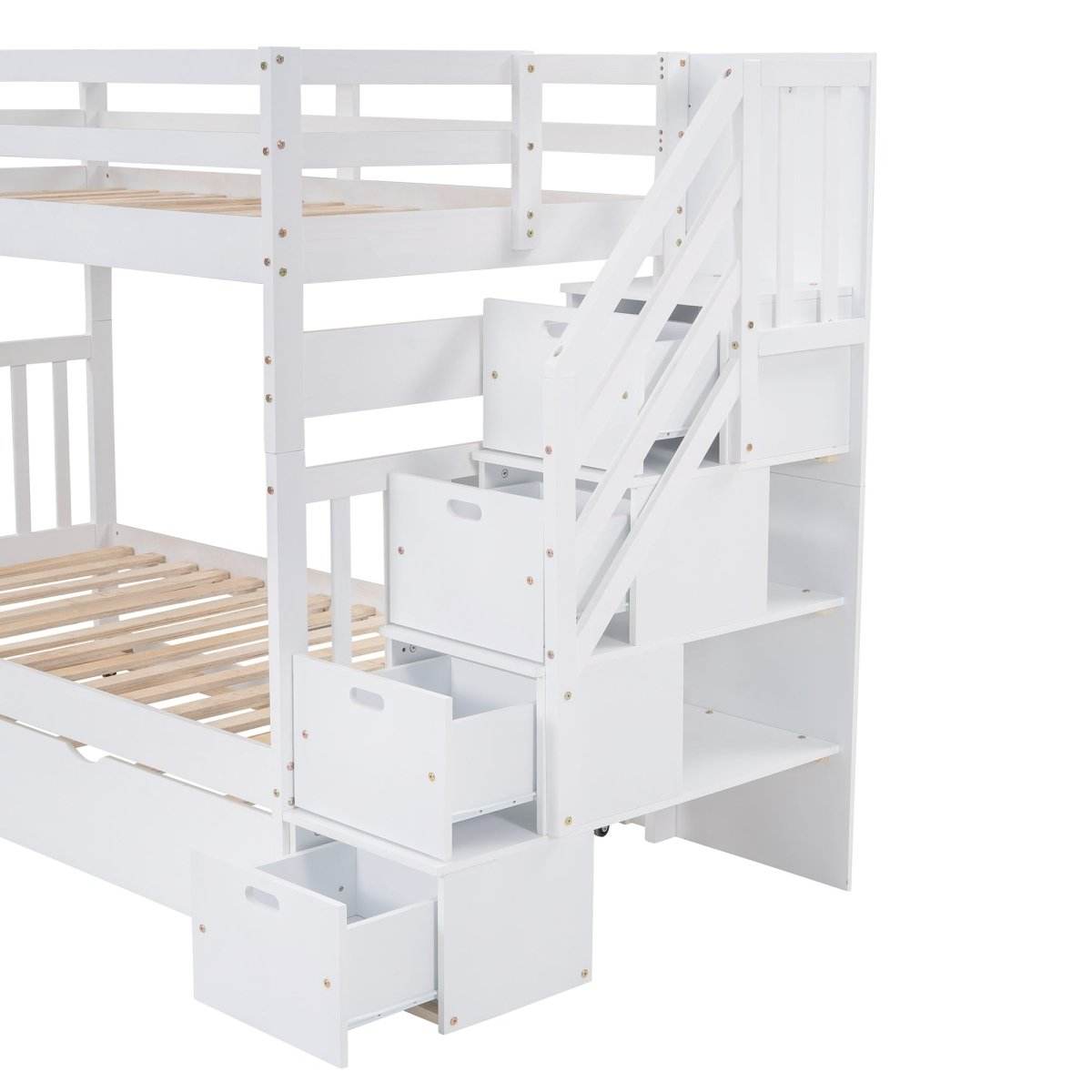 Solid Wood Twin Over Twin Full Bunk Bed With Trundle - Sleep Galleria