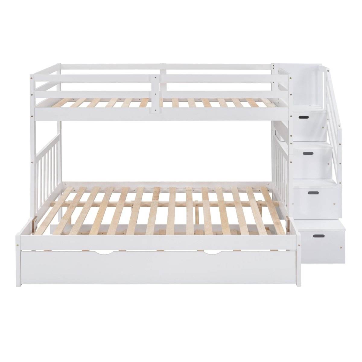 Solid Wood Twin Over Twin Full Bunk Bed With Trundle - Sleep Galleria