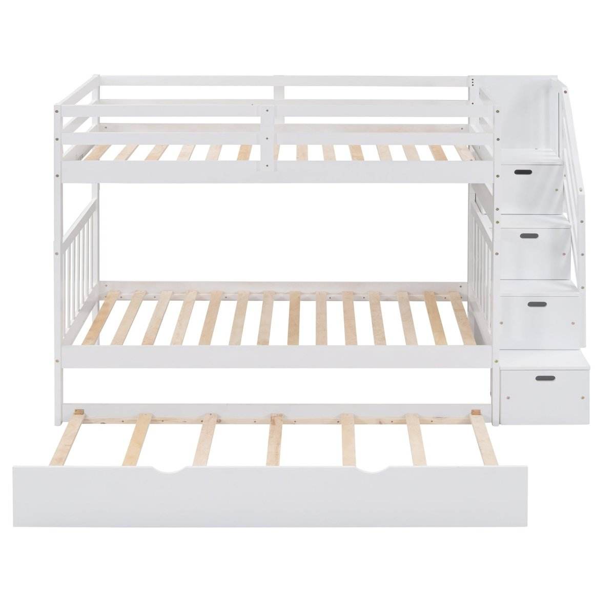 Solid Wood Twin Over Twin Full Bunk Bed With Trundle - Sleep Galleria
