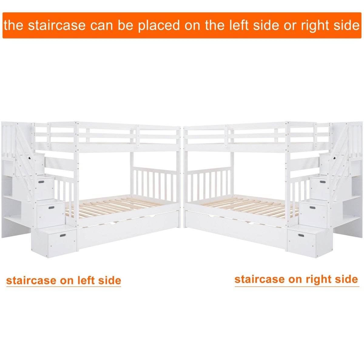 Solid Wood Twin Over Twin Full Bunk Bed With Trundle - Sleep Galleria