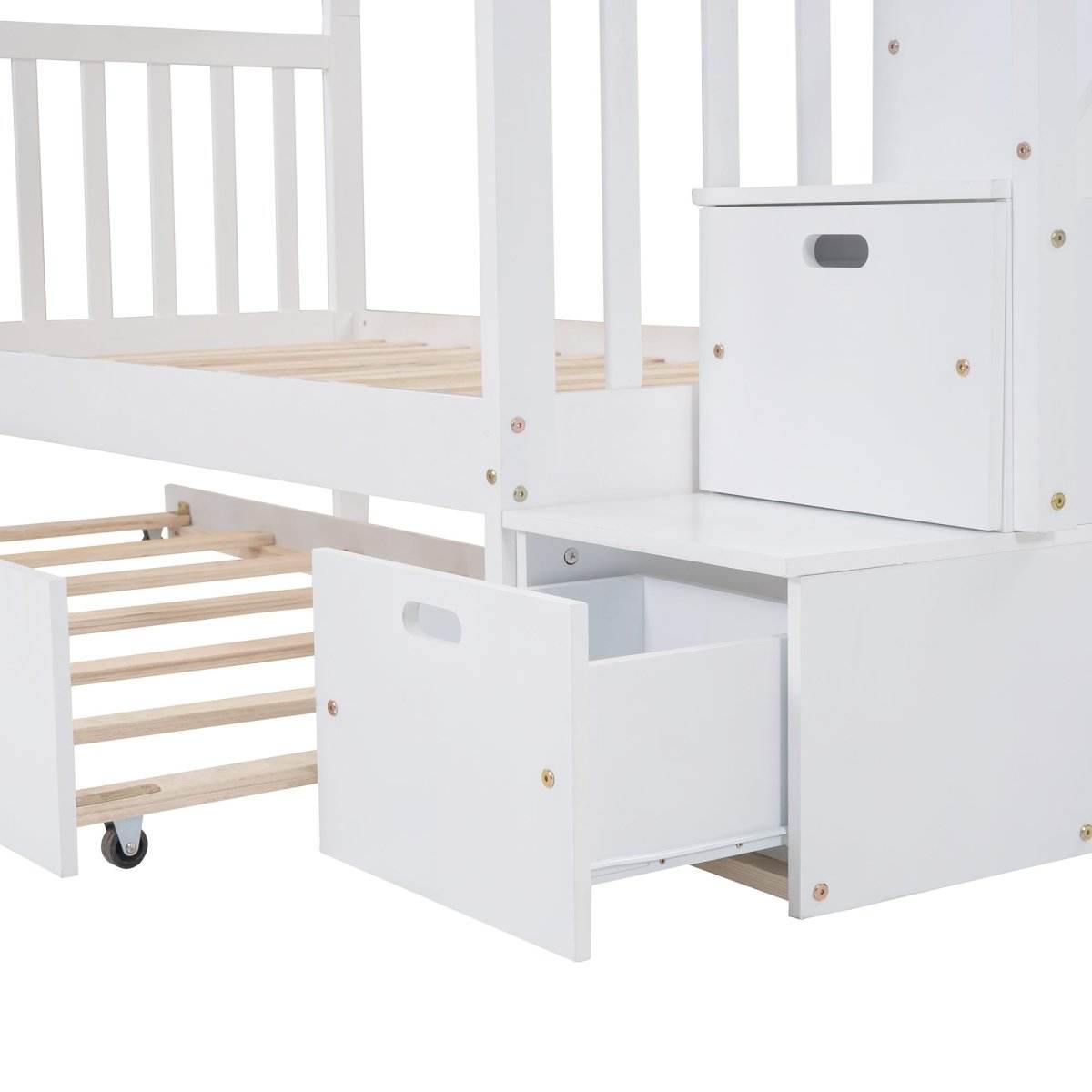 Solid Wood Twin Over Twin Full Bunk Bed With Trundle - Sleep Galleria