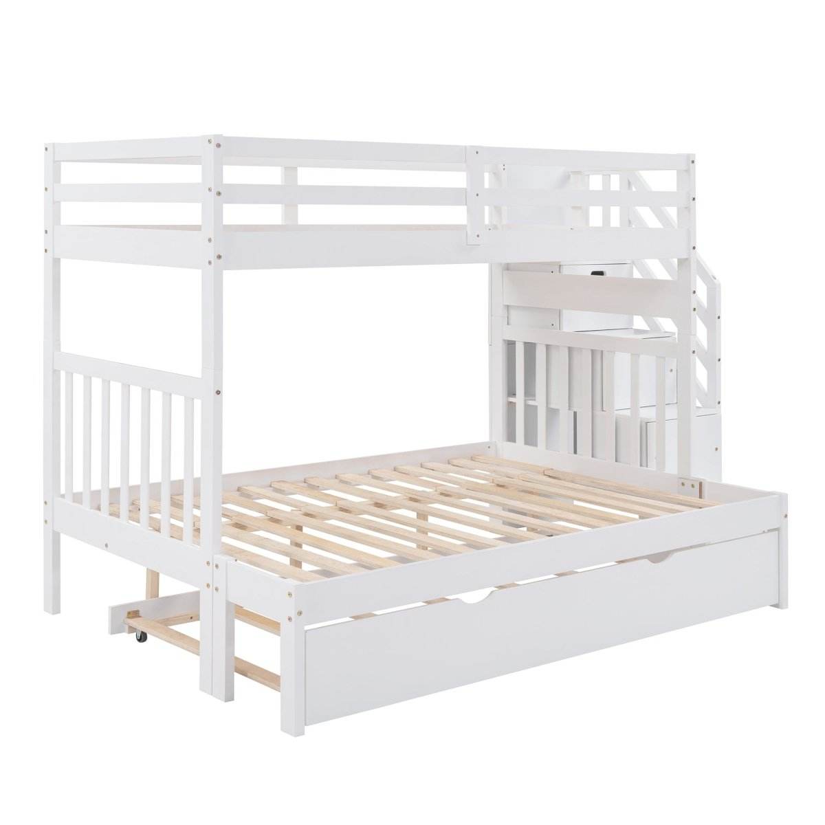 Solid Wood Twin Over Twin Full Bunk Bed With Trundle - Sleep Galleria