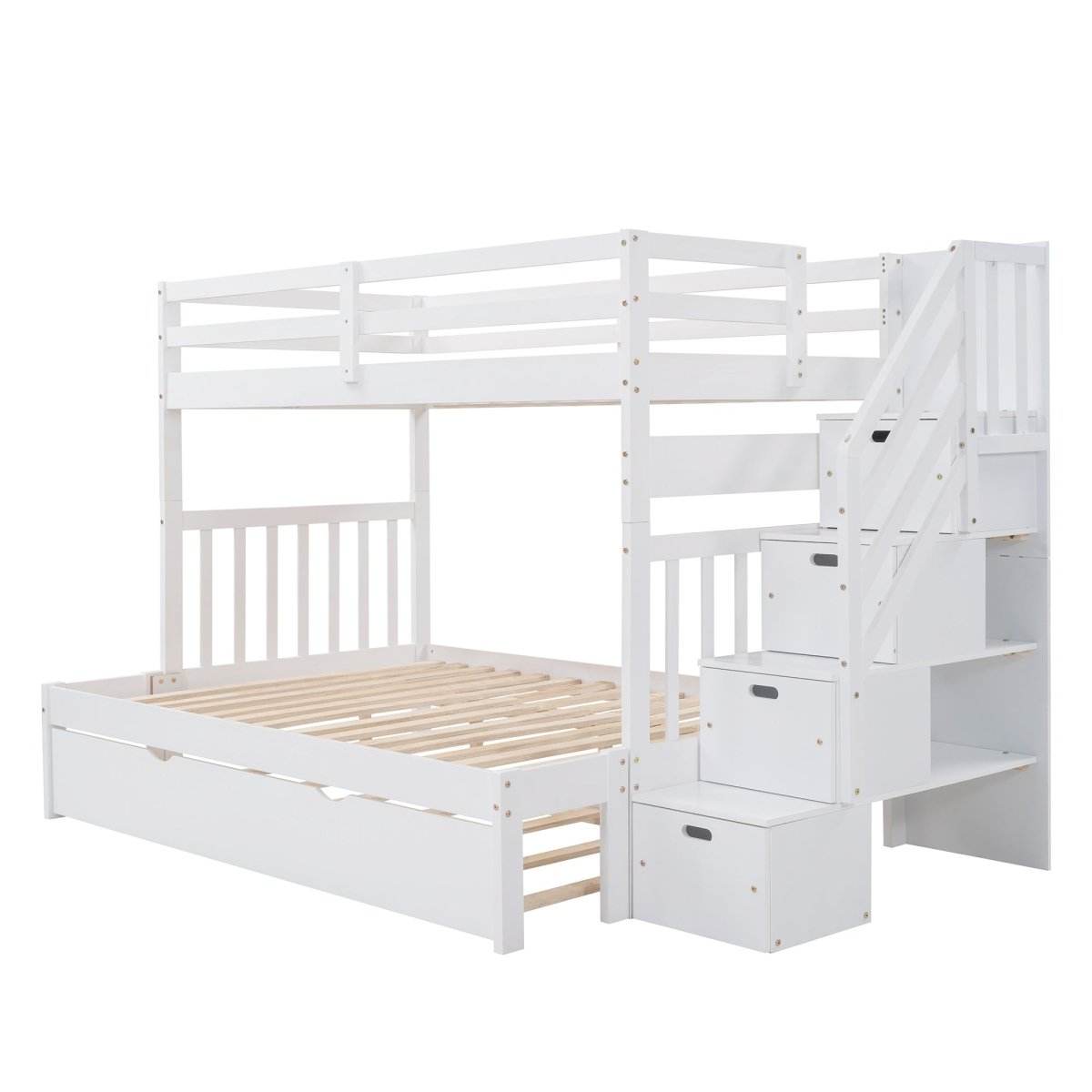 Solid Wood Twin Over Twin Full Bunk Bed With Trundle - Sleep Galleria
