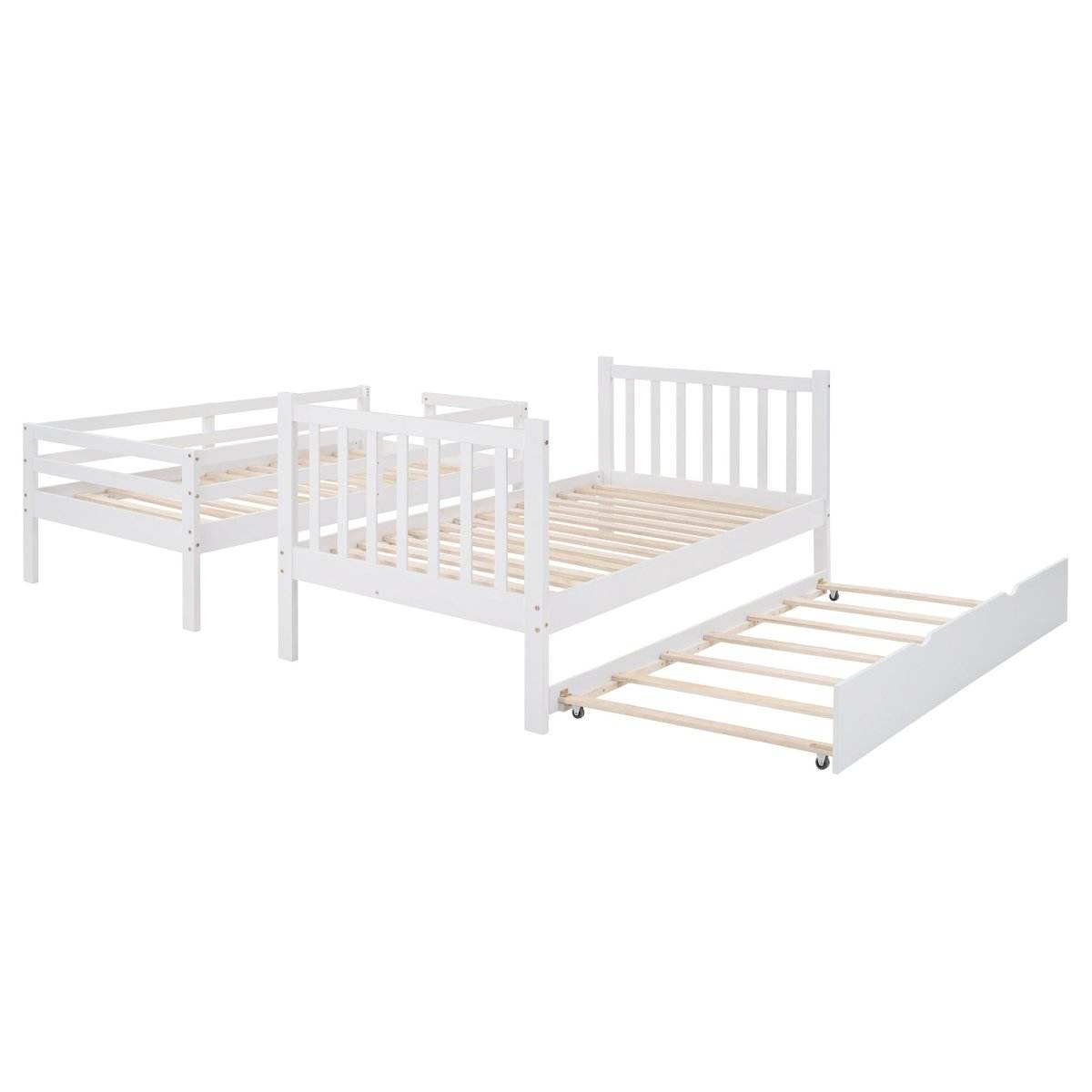 Solid Wood Twin Over Twin Full Bunk Bed With Trundle - Sleep Galleria
