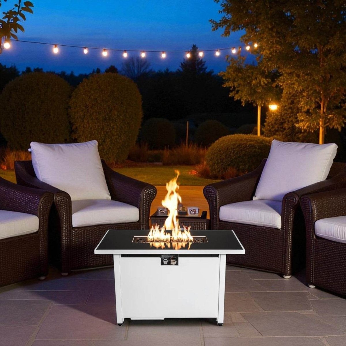 Steel Rectangular 43-Inch Outdoor Propane Fire Pit Table - Omega Lifestyles