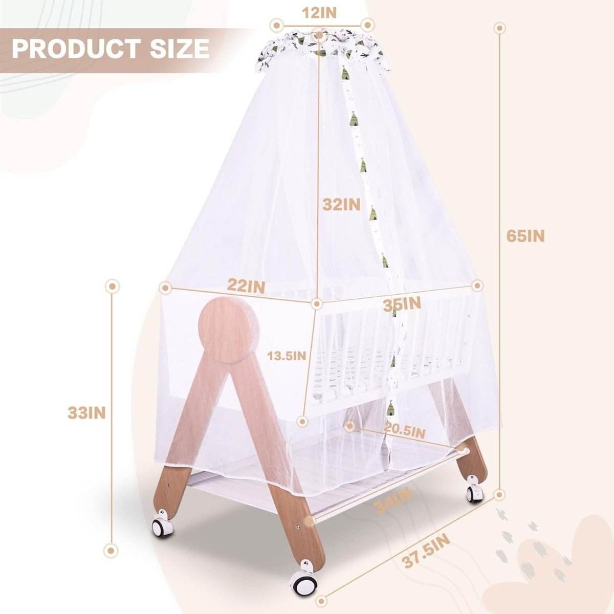 Stylish Wooden Bedside Bassinet Sleeper With Mosquito Net - Omega Lifestyles