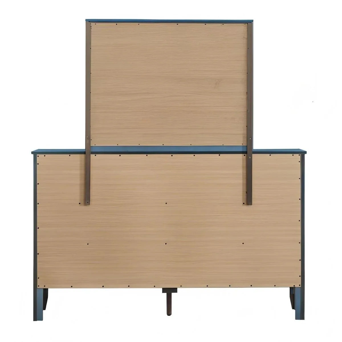 Teal Wood Veneer Finish 6-Drawer Assembled Dresser - Omega Lifestyles