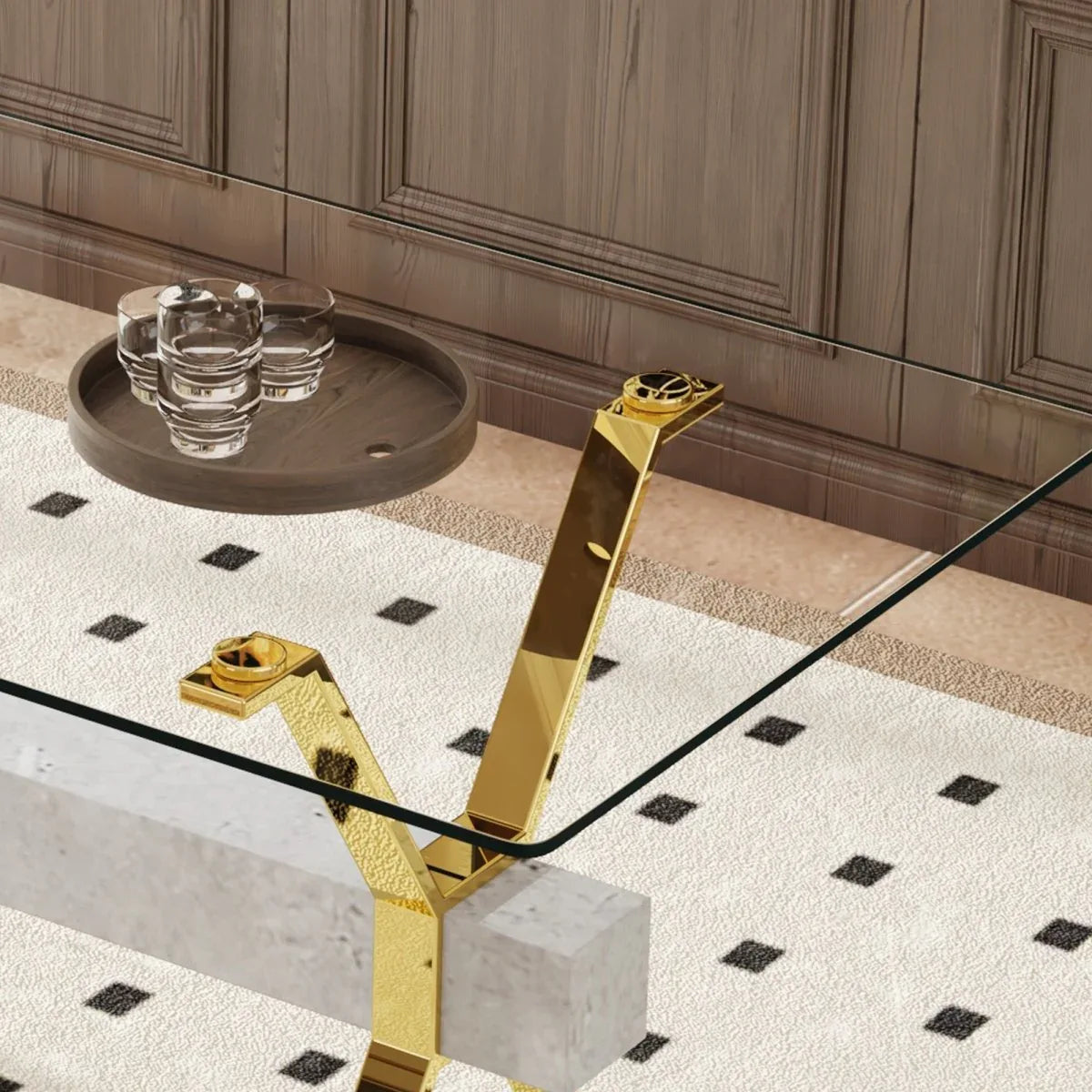 Tempered Glass Dining Table With Eight PU Chairs Set - Omega Lifestyles